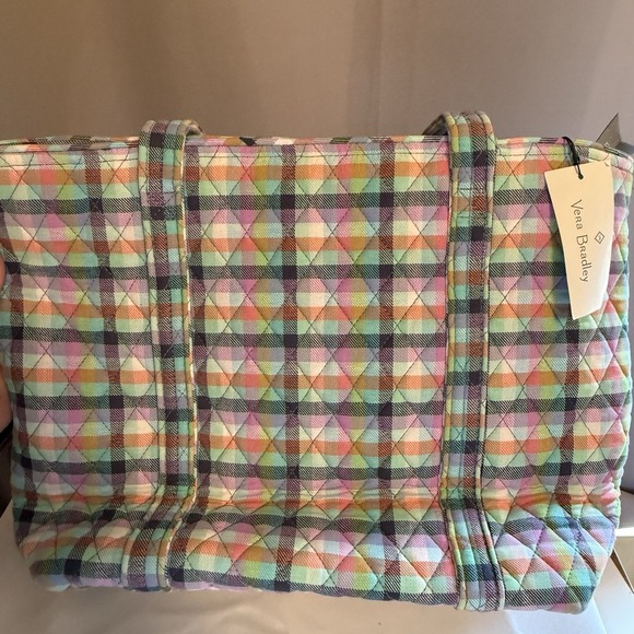 Vera Bradley Medium Tote Bag Purse Shoulder Bag in Gingham Plaid Pattern - Picture 2 of 13